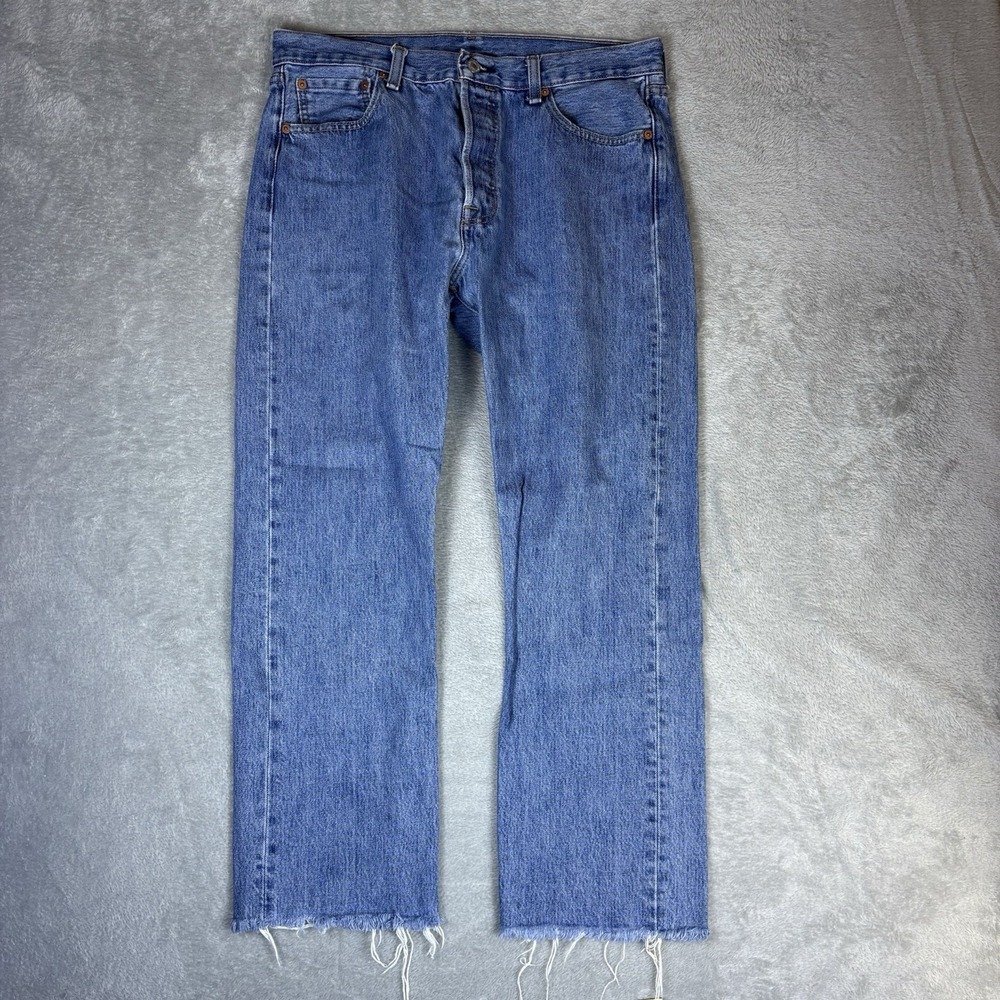 Levi's 501 Jeans 34x30 (Fits 34x29) Blue Button Fly 100% Cotton Denim Straight